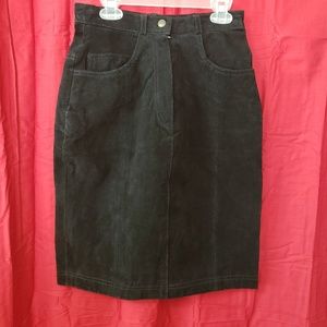 Vintage 80s black suede high waisted mini skirt